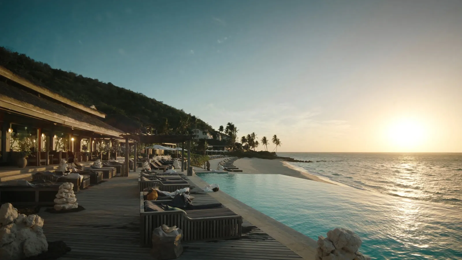 The beach club along Indigo Bay at The Setai, St. Maarten