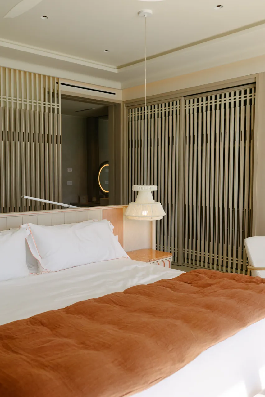 A residence bedroom at The Setai, St. Maarten